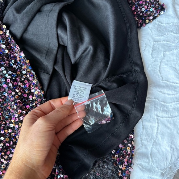 Parker Multicolor Sequin Long Sleeve Dress Open Back Detail - Picture 9 of 15